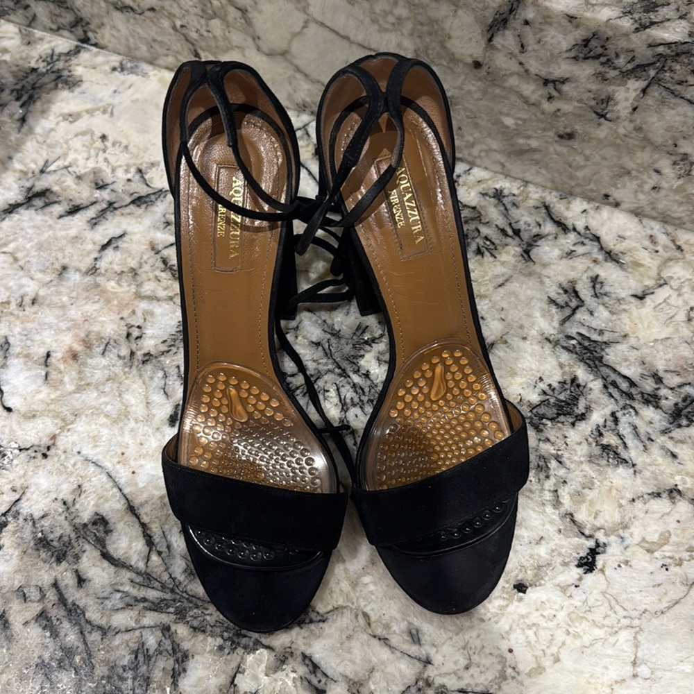 Aquazzura Lace Up Suede Block Heel Sandals size 40/10